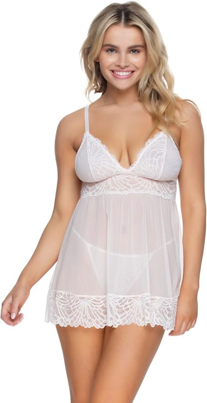 Jezebel by Felina Women's Sarah Babydoll Butterfly (Pearl Pink, Small)
